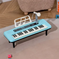 37 Tasten Elektronisches Klavier mit Mikrofon & Notenständer & Abnehmbare Beine Digitalpiano Blau