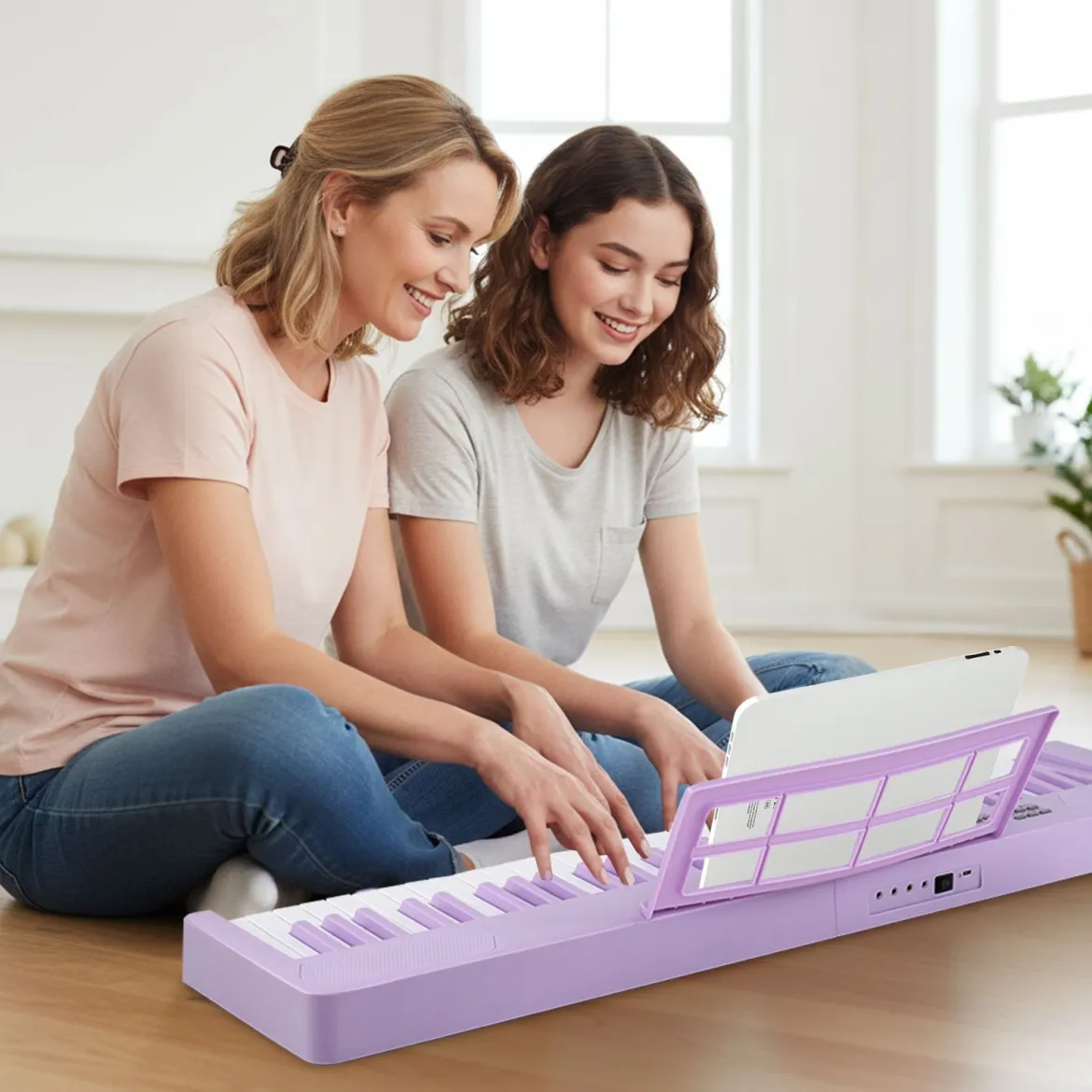 61-Tasten faltbares Klavierkeyboard vollwertiges elektronisches Keyboard mit MIDI- & Split-Funktion Lila