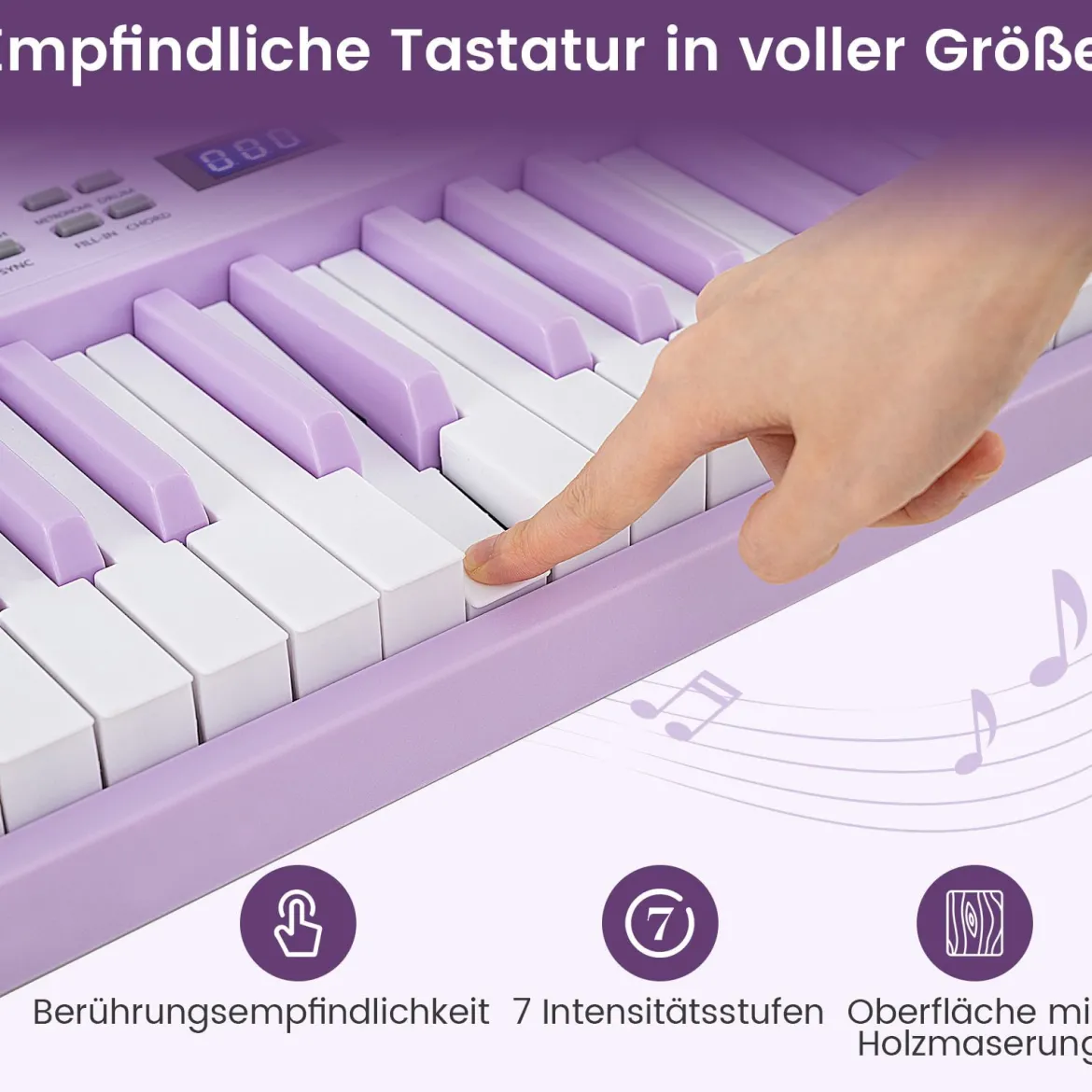 61-Tasten faltbares Klavierkeyboard vollwertiges elektronisches Keyboard mit MIDI- & Split-Funktion Lila