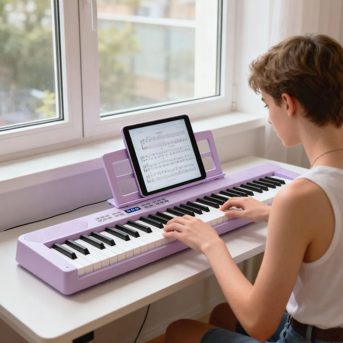 61-Tasten faltbares Klavierkeyboard vollwertiges elektronisches Keyboard mit MIDI- & Split-Funktion Lila