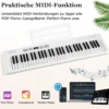61-Tasten faltbares Klavierkeyboard vollwertiges elektronisches Keyboard mit MIDI- & Split-Funktion Weiß