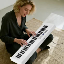 61-Tasten faltbares Klavierkeyboard vollwertiges elektronisches Keyboard mit MIDI- & Split-Funktion Weiß