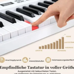 61-Tasten faltbares Klavierkeyboard vollwertiges elektronisches Keyboard mit MIDI- & Split-Funktion Weiß