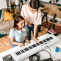 61-Tasten faltbares Klavierkeyboard vollwertiges elektronisches Keyboard mit MIDI- & Split-Funktion Weiß