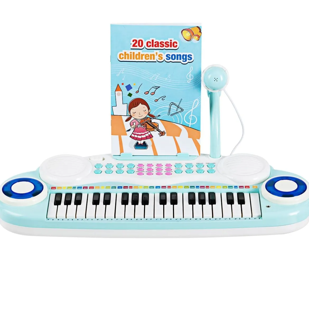 37 Tasten Kinder-Keyboard elektronisches Kinderklavier mit Licht Aufnahme & Abspiel Funktion Blau