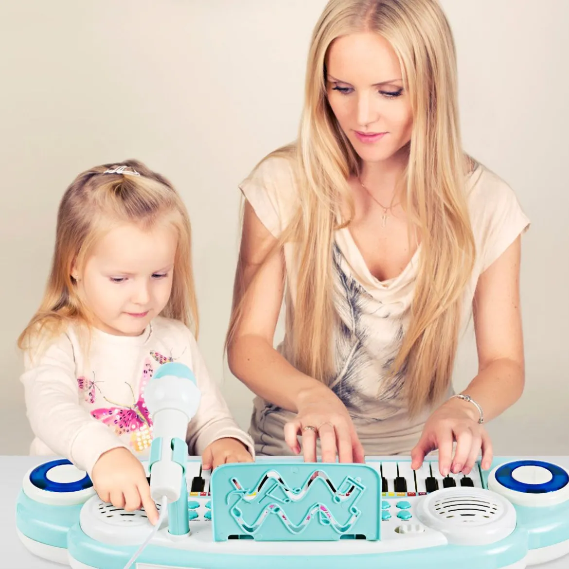 37 Tasten Kinder-Keyboard elektronisches Kinderklavier mit Licht Aufnahme & Abspiel Funktion Blau