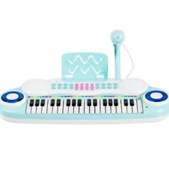 37 Tasten Kinder-Keyboard elektronisches Kinderklavier mit Licht Aufnahme & Abspiel Funktion Blau