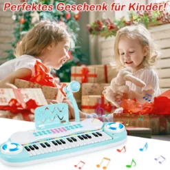 37 Tasten Kinder-Keyboard elektronisches Kinderklavier mit Licht Aufnahme & Abspiel Funktion Blau