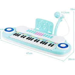 37 Tasten Kinder-Keyboard elektronisches Kinderklavier mit Licht Aufnahme & Abspiel Funktion Blau