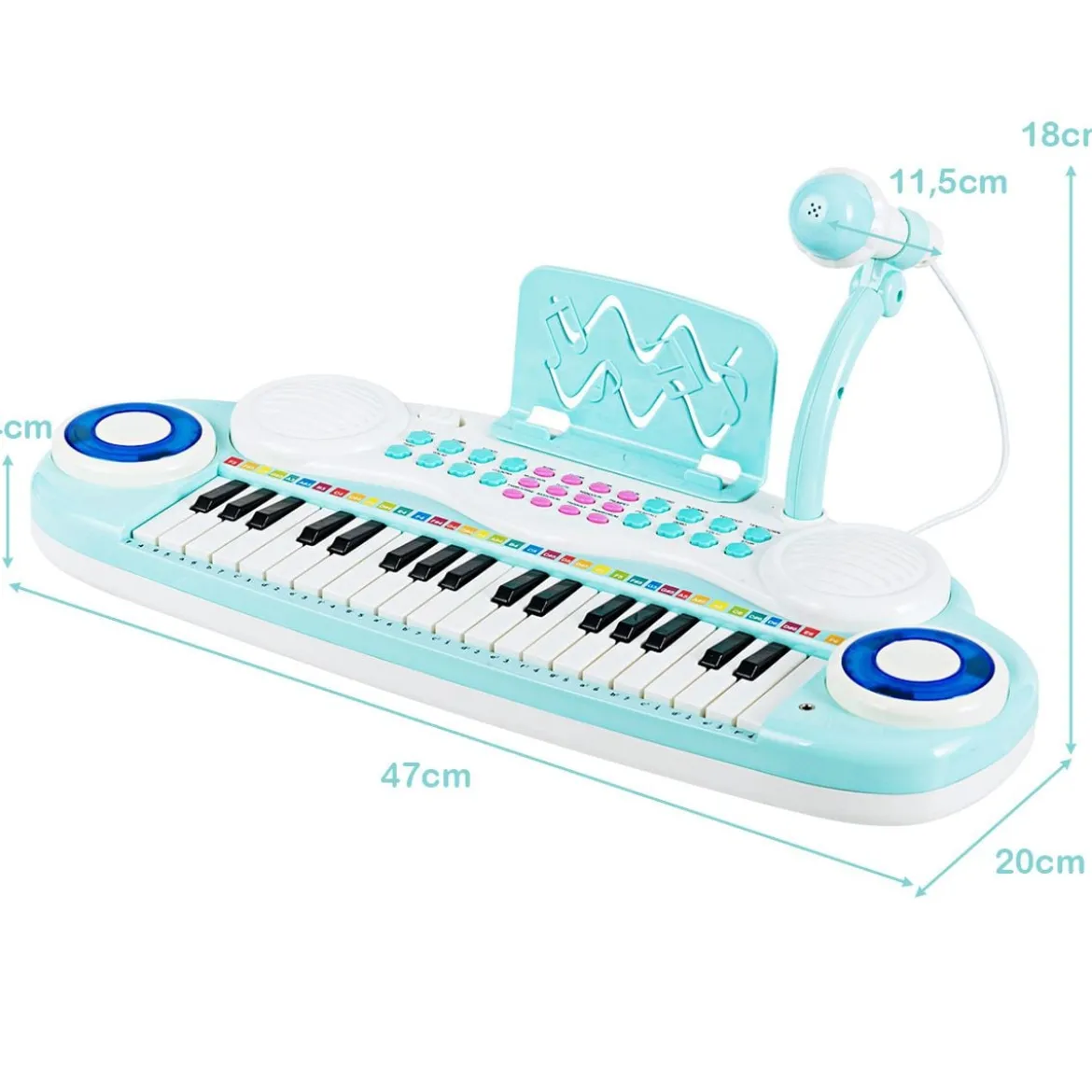 37 Tasten Kinder-Keyboard elektronisches Kinderklavier mit Licht Aufnahme & Abspiel Funktion Blau