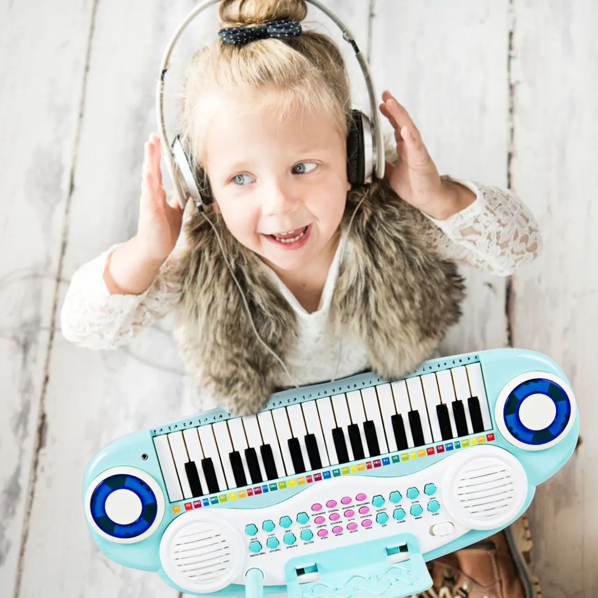 37 Tasten Kinder-Keyboard elektronisches Kinderklavier mit Licht Aufnahme & Abspiel Funktion Blau