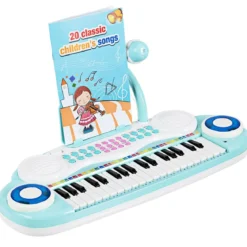 37 Tasten Kinder-Keyboard elektronisches Kinderklavier mit Licht Aufnahme & Abspiel Funktion Blau