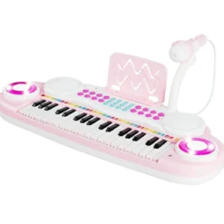37 Tasten Kinder-Keyboard elektronisches Kinderklavier mit Licht Aufnahme & Abspiel Funktion Rosa