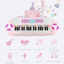 37 Tasten Kinder-Keyboard elektronisches Kinderklavier mit Licht Aufnahme & Abspiel Funktion Rosa
