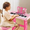 37 Tasten Kinder Keyboard Kinderklavier elektronisch mit Hocker Mikrofon & Notenständer Rosa