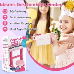 37 Tasten Kinder Keyboard Kinderklavier elektronisch mit Hocker Mikrofon & Notenständer Rosa