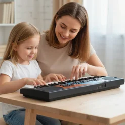 49 Tasten Kinder Klavier Keyboardmit 8 Rhythmen & 8 Klängen Tragbares Elektrisches Keyboard Schwarz