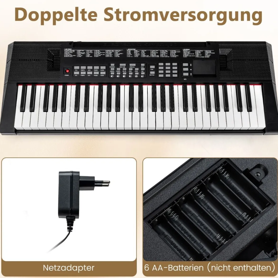54 Tasten Klavier Keyboard für Anfänger Elektronisches Keyboard Set mit 200 Rhythmen & 200 Klangfarben