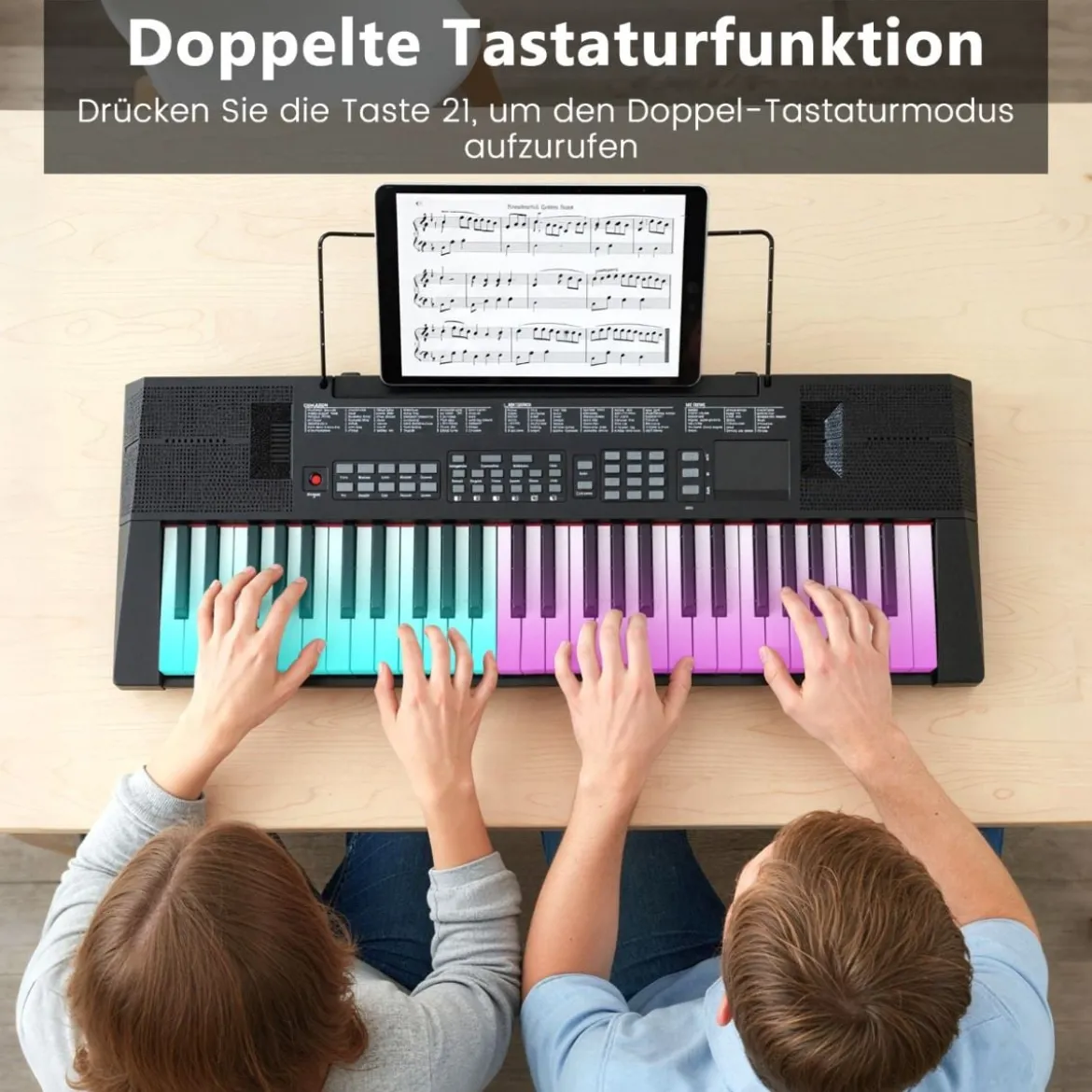 54 Tasten Klavier Keyboard für Anfänger Elektronisches Keyboard Set mit 200 Rhythmen & 200 Klangfarben