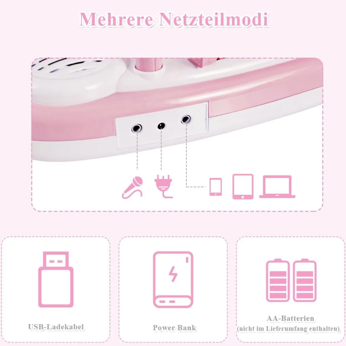 37 Tasten Klaviertastatur Kinder Keyboard mit Ständer pädagogische Keyboard 48 x 20 x 38 cm Rosa