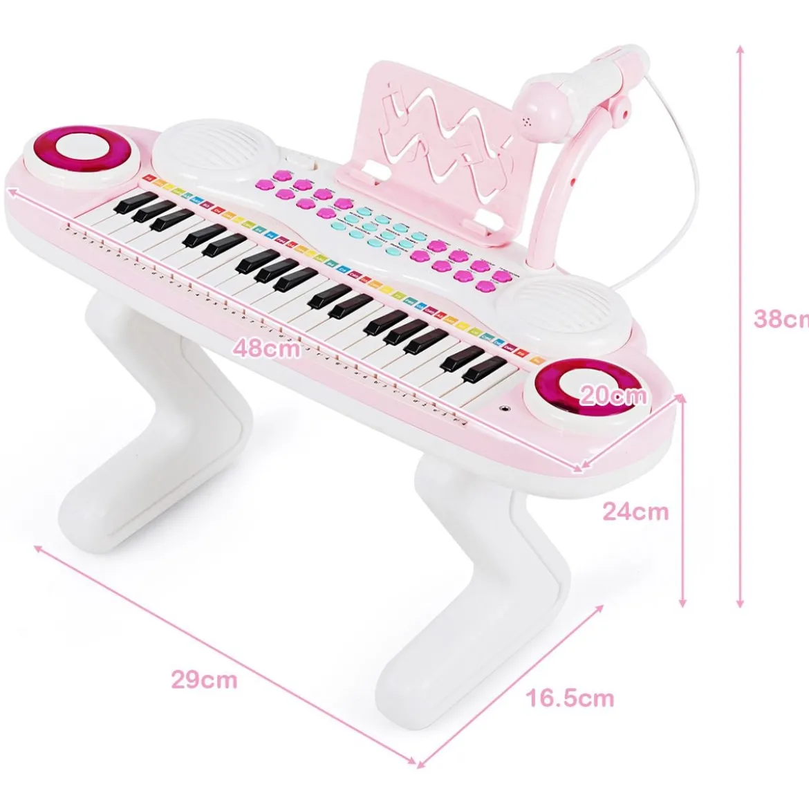 37 Tasten Klaviertastatur Kinder Keyboard mit Ständer pädagogische Keyboard 48 x 20 x 38 cm Rosa