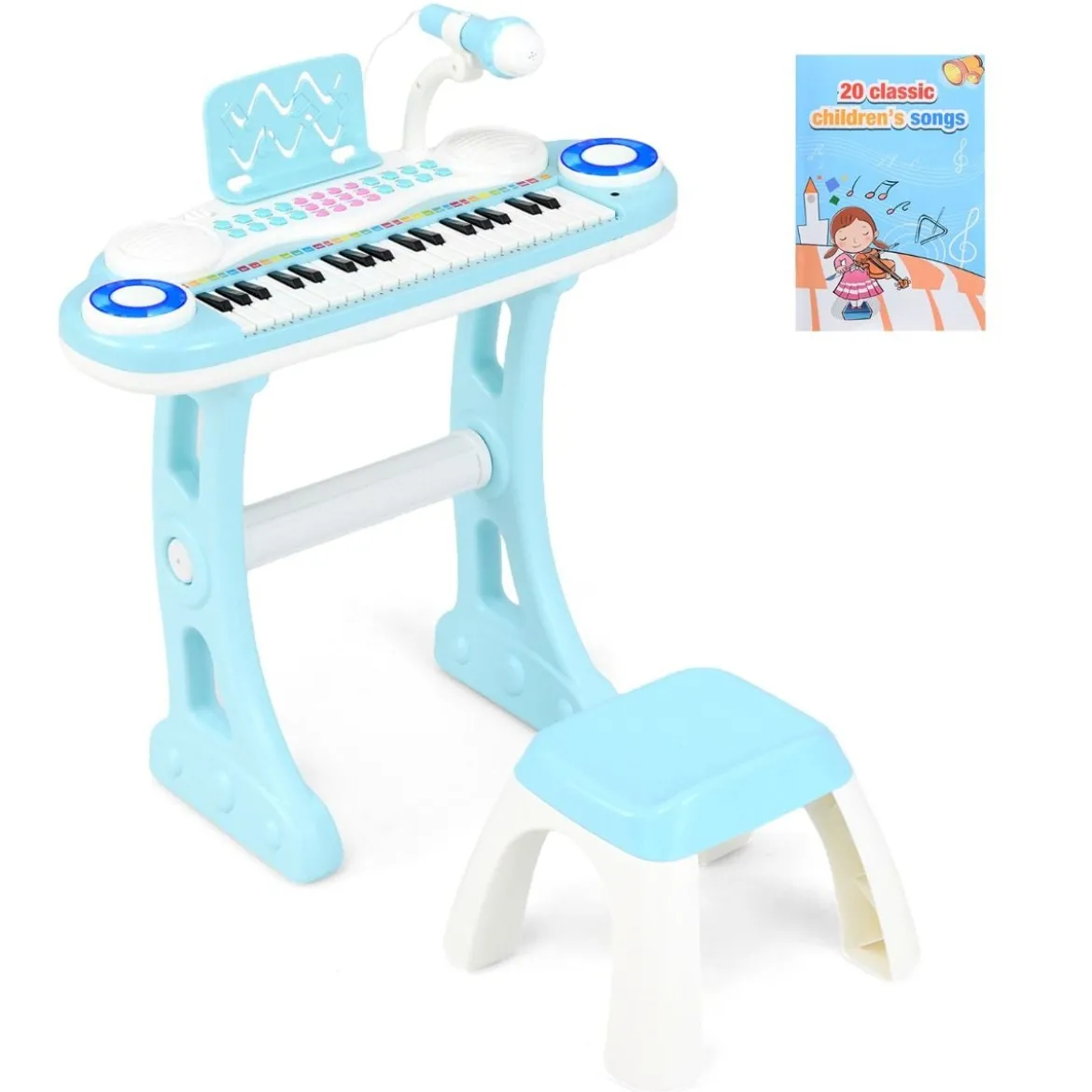 37 Tasten Klaviertastatur mit Licht Elektro Kinder Keyboard Aufnahme & Wiedergabe Spielzeugklavier