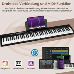 88 Tasten Piano Keyboard mit 1000 Rhythmen 1000 Tönen Klappbares Digitalpiano Klavier