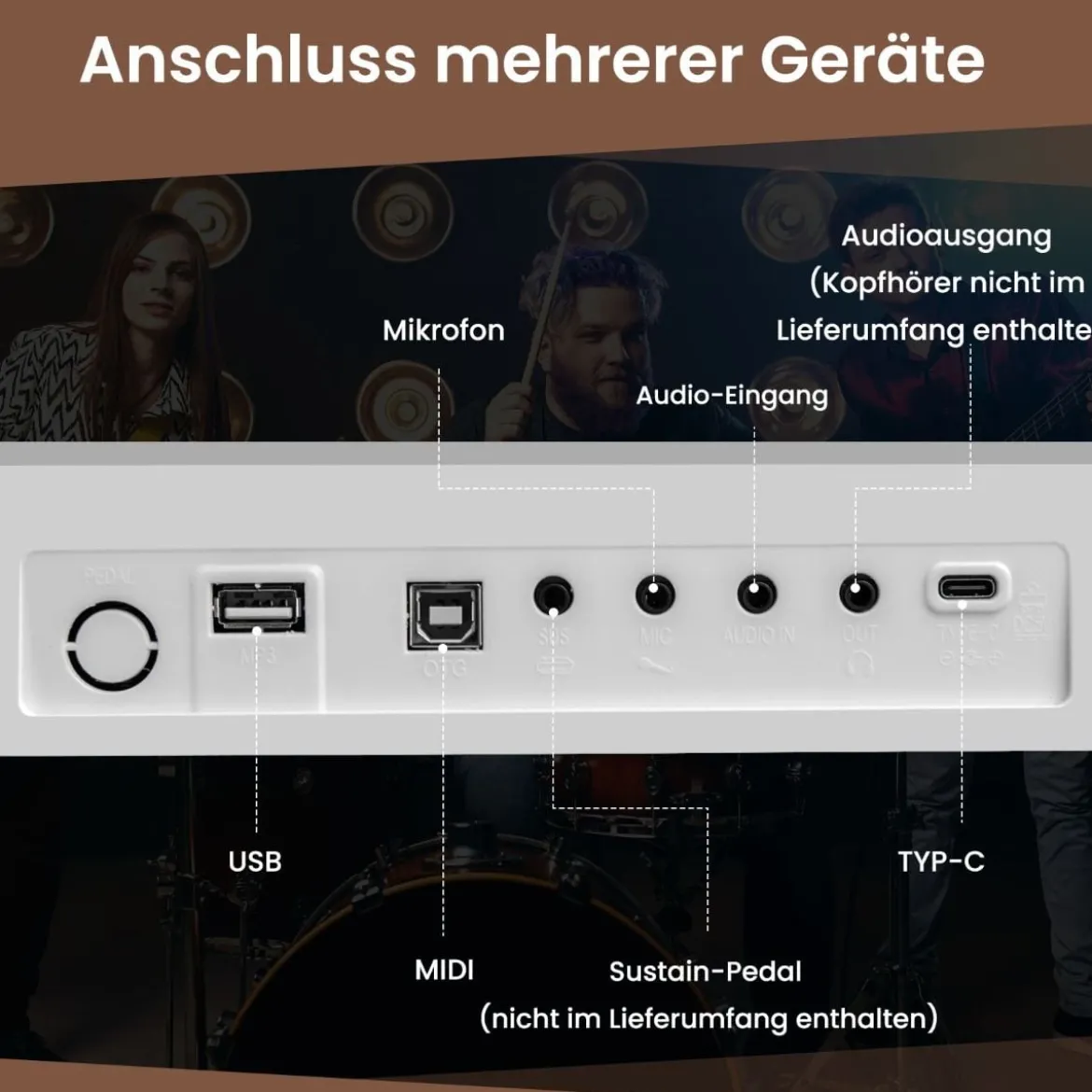 88 Tasten Piano Keyboard mit 1000 Rhythmen 1000 Tönen Klappbares Digitalpiano Klavier