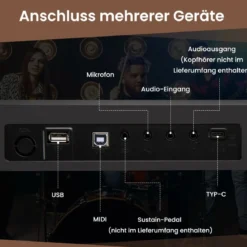 88 Tasten Piano Keyboard mit 1000 Rhythmen 1000 Tönen Klappbares Digitalpiano Klavier