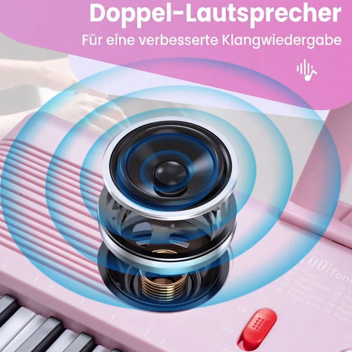 61 Tasten Piano Keyboard mit Ständer & Mikrofon & Tragetasche Digital Piano E-Piano Rosa