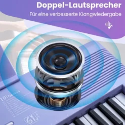 61 Tasten Piano Keyboard mit Ständer & Mikrofon & Tragetasche Digital Piano E-Piano Lila