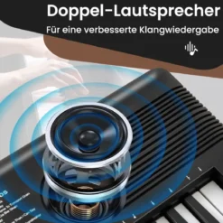 61 Tasten Piano Keyboard mit Ständer & Mikrofon & Tragetasche Digital Piano E-Piano Schwarz