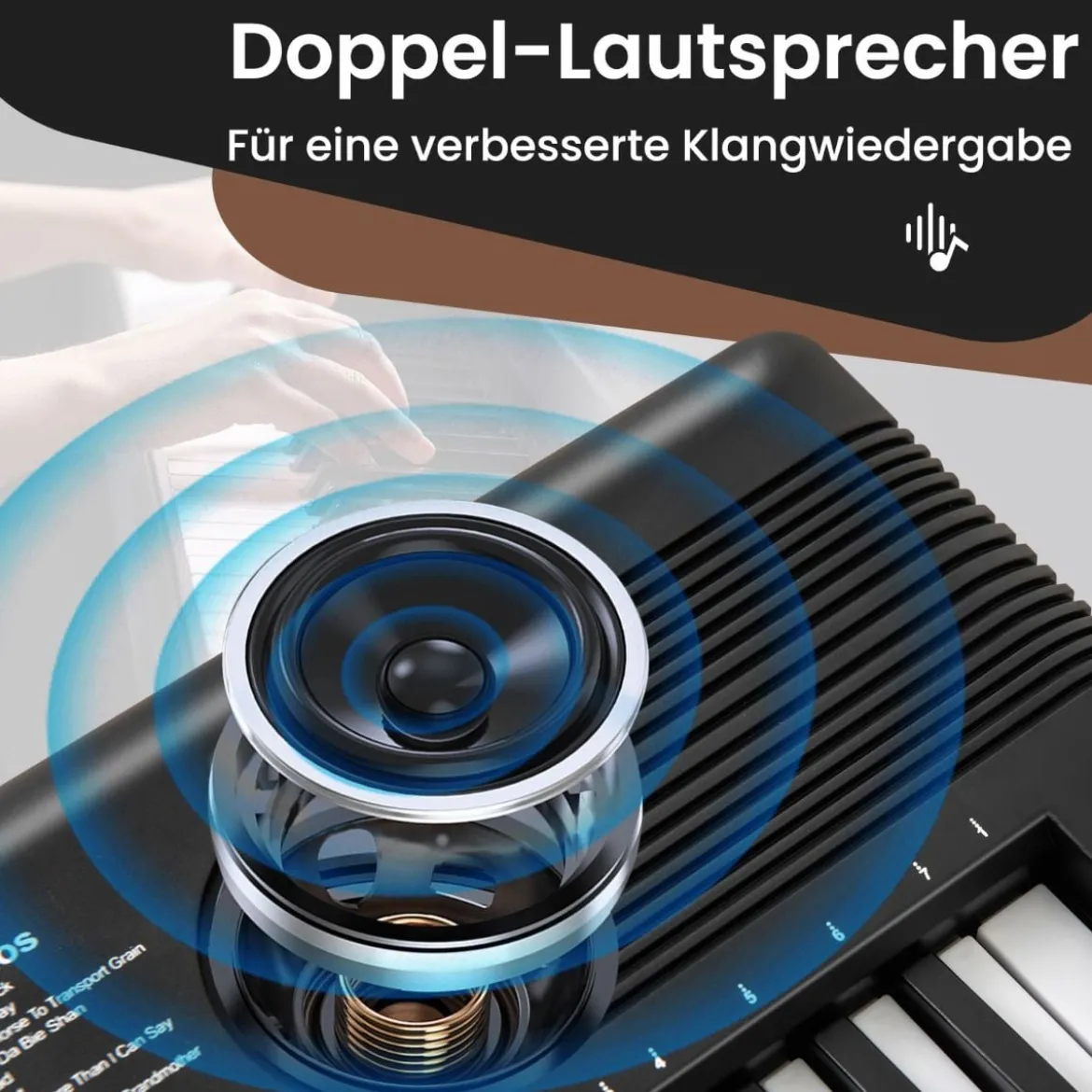 61 Tasten Piano Keyboard mit Ständer & Mikrofon & Tragetasche Digital Piano E-Piano Schwarz