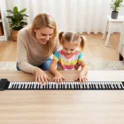 88 Tasten Roll-Up Klavier faltbares Klavierkeyboard mit 128 Rhythmen 128 Tönen & 14 Demos Schwarz + Weiß