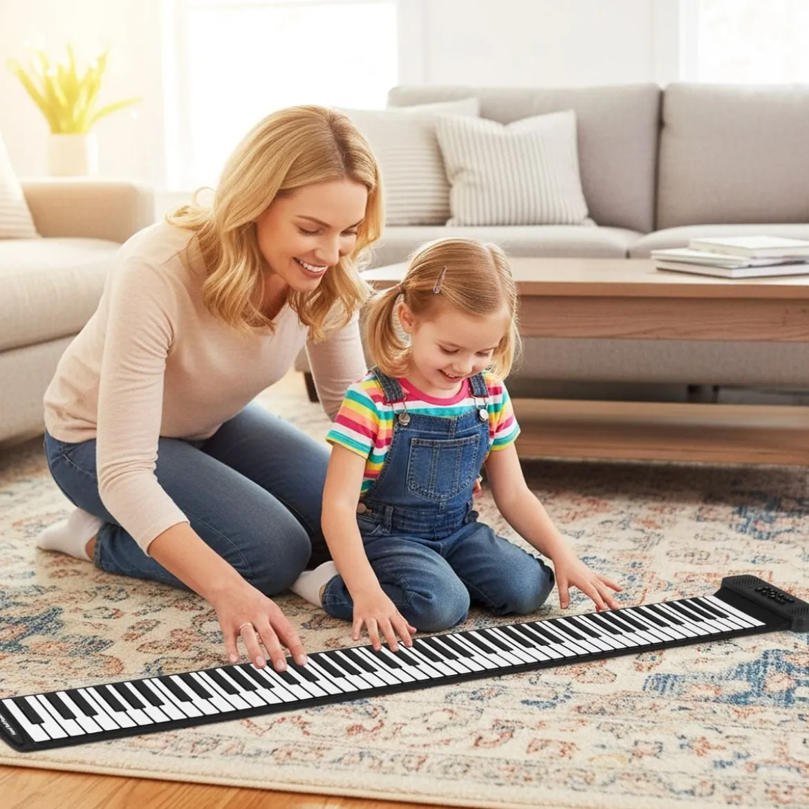 88 Tasten Roll-Up Klavier faltbares Klavierkeyboard mit 128 Rhythmen 128 Tönen & 14 Demos Schwarz + Weiß
