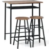 3-teilig Bartisch mit 2 Barhockern Esstisch Holz Rechteckiges Set Braun