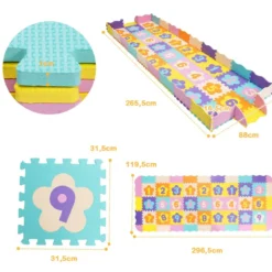 75-teilige Baby-Spielmatte Baby EVA-Bodenmatte Puzzlematte mit Zaun Bunt