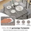 5-teilige Essgruppe für 4 Personen moderner rechteckiger Esstisch und 4 Esszimmerstühle Grau und Schwarz