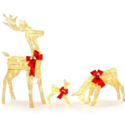 3-teilige LED Rentier Familie mit 230 LED-Lichtern Beleuchtetes Rentier Weihnachtsfigur
