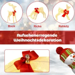 3-teilige LED Rentier Familie mit 230 LED-Lichtern Beleuchtetes Rentier Weihnachtsfigur