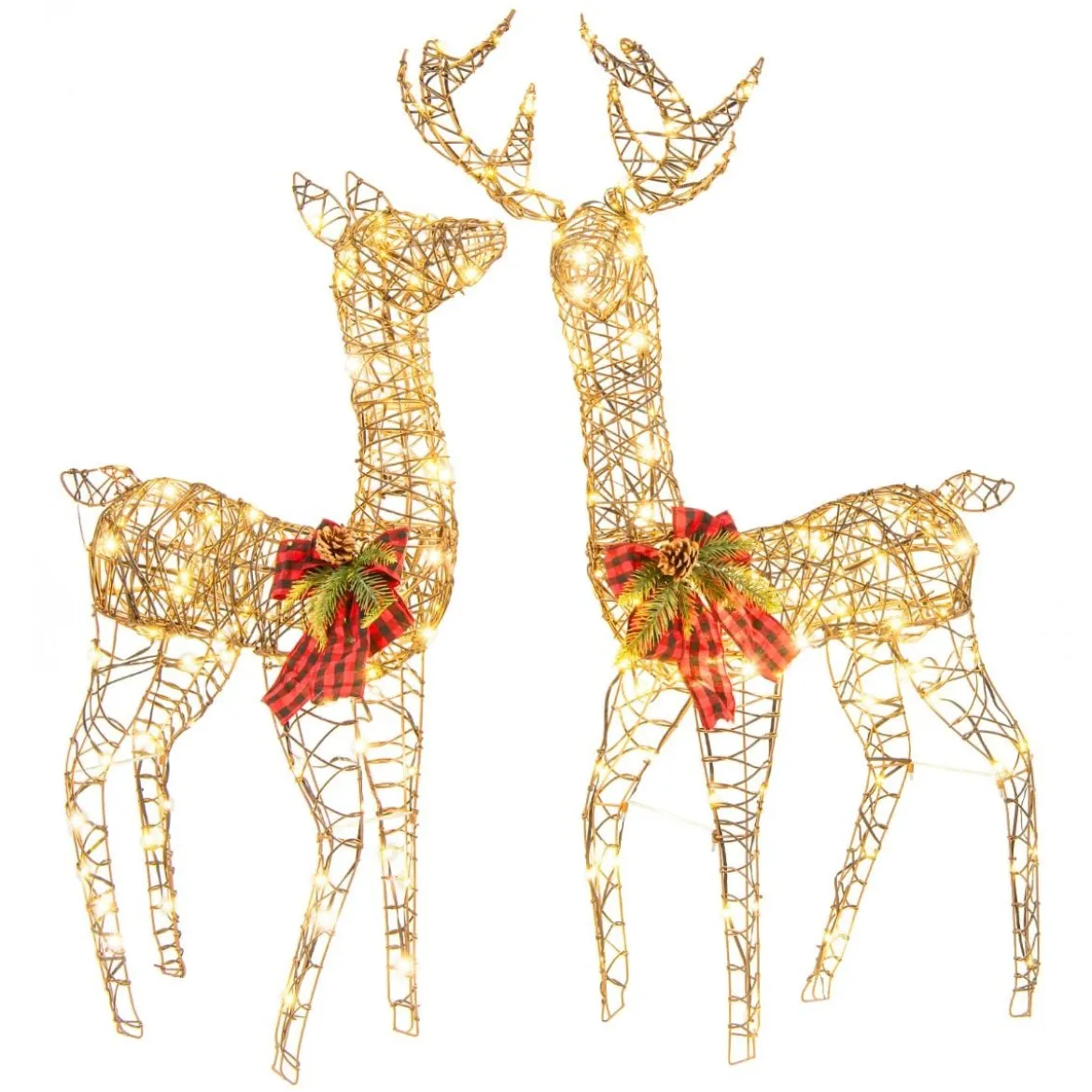 2-teilige LED Rentier Familie mit 200 LED-Lichtern Weihnachtsdeko Beleuchtetes Rentier