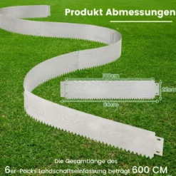 6-teilige Rasenkante aus Verzinkt Metall Mähkante Beetumrandung DIY Hochbeet Gartenbeet 110 x 22 cm