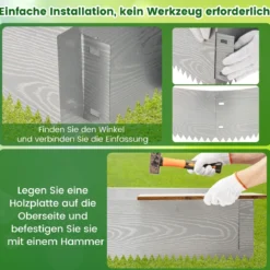 6-teilige Rasenkante aus Verzinkt Metall Mähkante Beetumrandung DIY Hochbeet Gartenbeet 110 x 22 cm