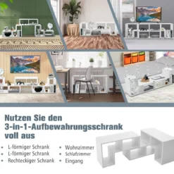 3-teiliger Fernsehschrank aus Holz für TVs bis zu 65