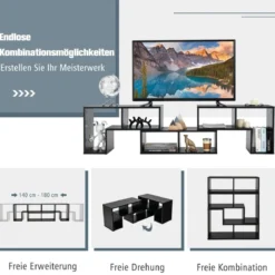 3-teiliger Fernsehschrank aus Holz für TVs bis zu 65