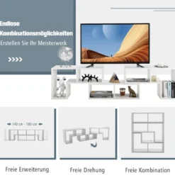 3-teiliger Fernsehschrank aus Holz für TVs bis zu 65