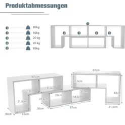 3-teiliger Fernsehschrank aus Holz für TVs bis zu 65