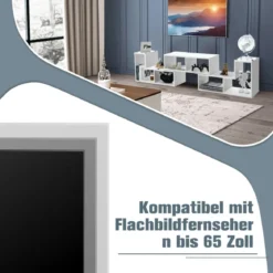 3-teiliger Fernsehschrank aus Holz für TVs bis zu 65