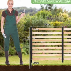 2-teiliger Gartenzaun mit Holzpfählen Sichtschutzzaun Dekorativer Steckzaun Natur