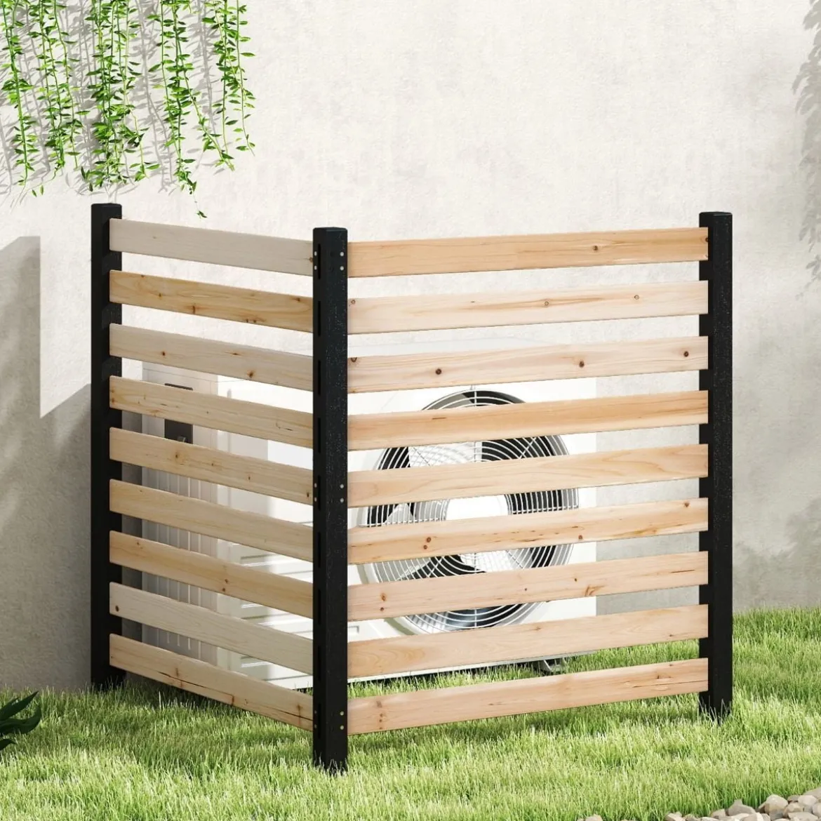 2-teiliger Gartenzaun mit Holzpfählen Sichtschutzzaun Dekorativer Steckzaun Natur